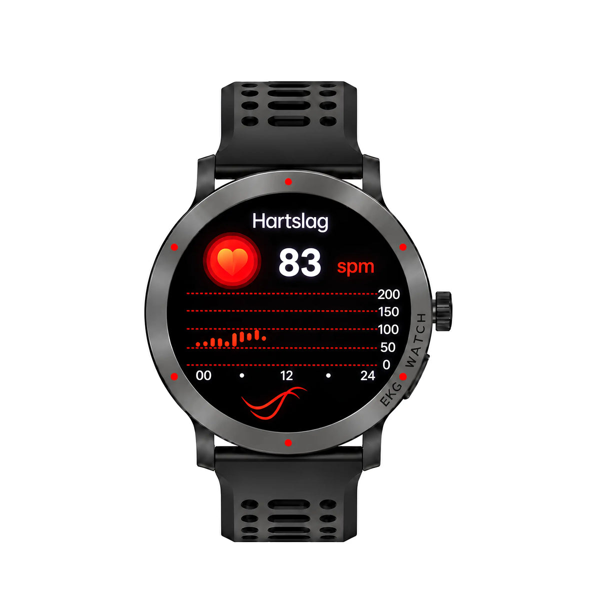 Smart Pro Vital toont een hartslag van 83 slagen per minuut met het verloop over 24 uur