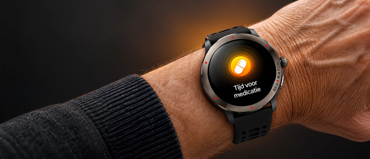 Pols met de Smart Pro Vital die een herinnering toont om even te bewegen