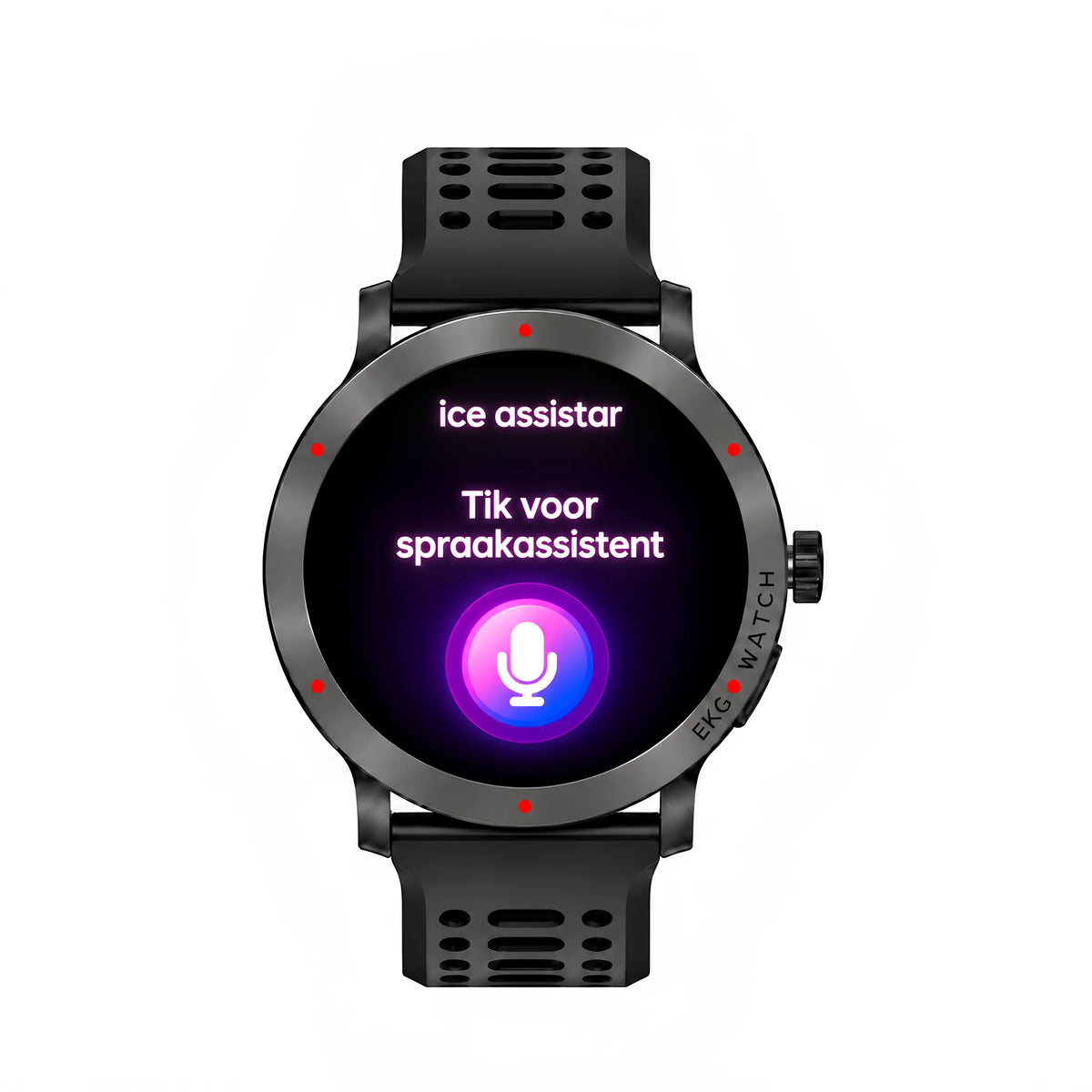 Smart Pro Vital toont de spraakassistent met de melding tik voor spraakassistent